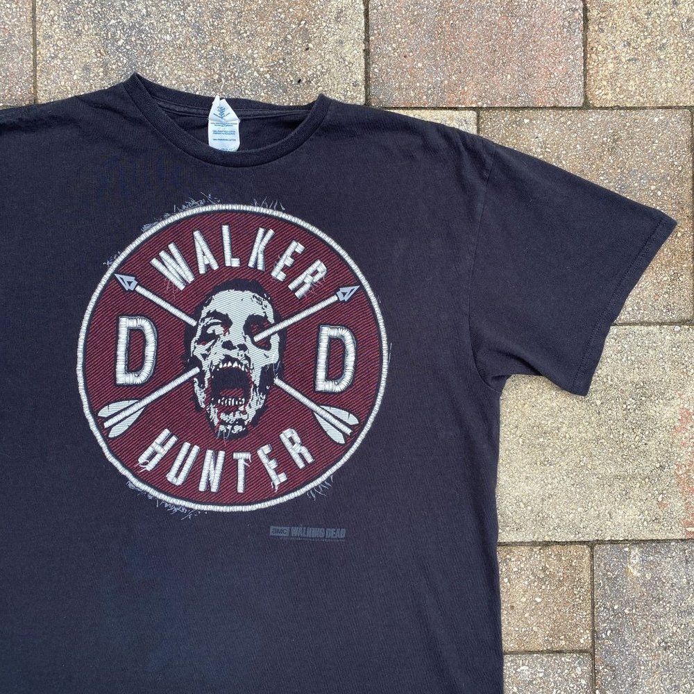 WALKING DEAD Walker Hunter Wings Black Distressed T Shirt Size XL
